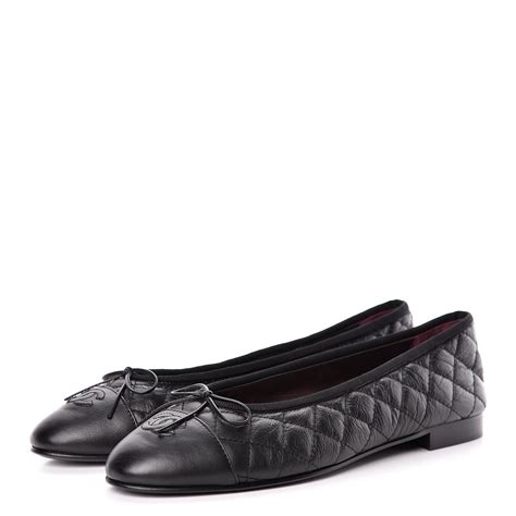 chanel black quilted flats|chanel ballet flats size 42.